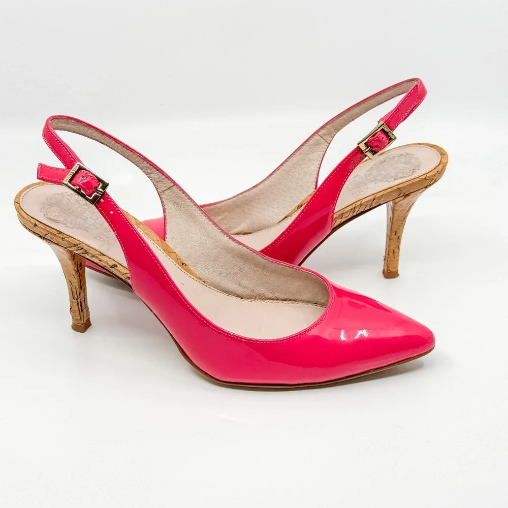 Vince Camuto Patent Leather Pointy Slingback Heels